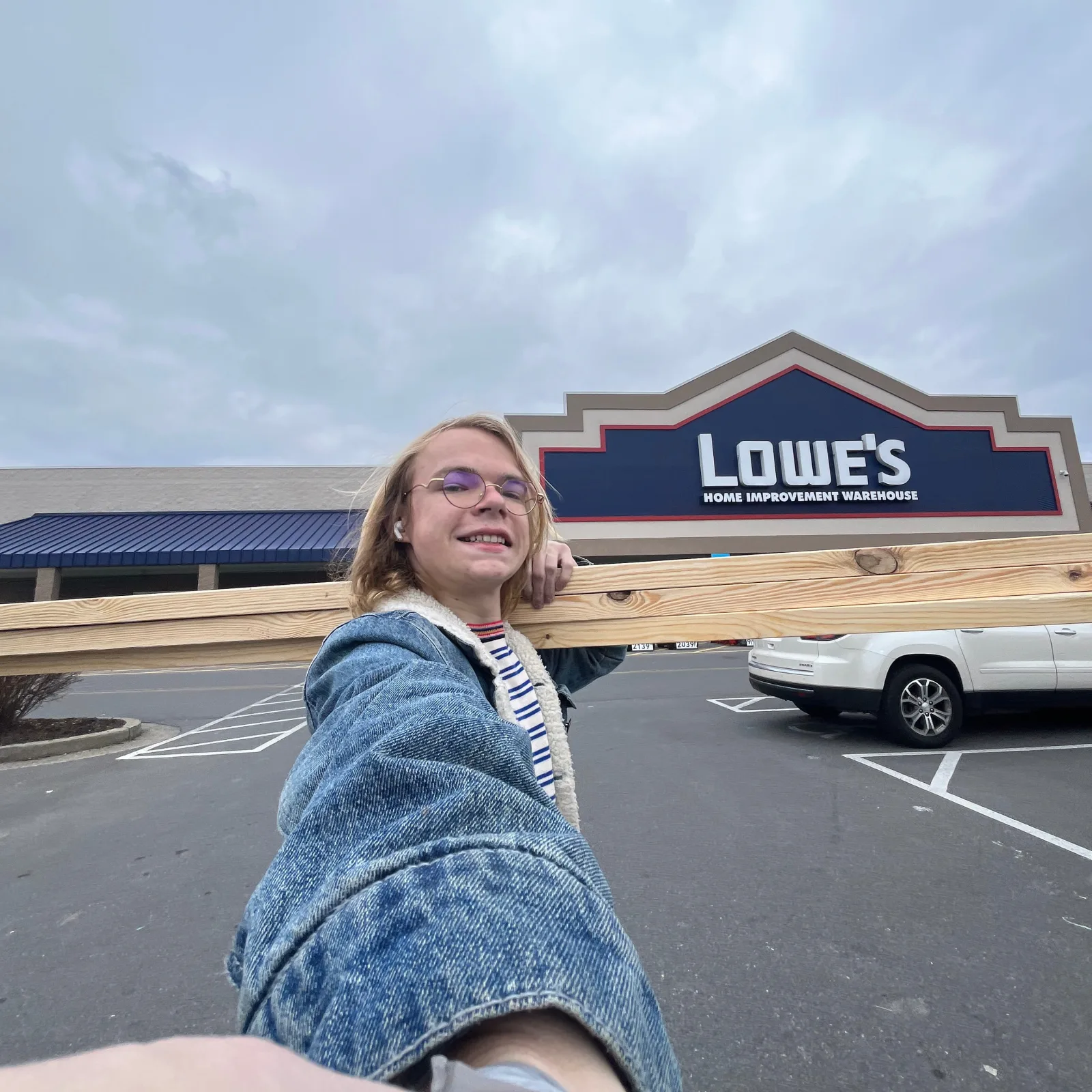 Buying lumber at Lowes
