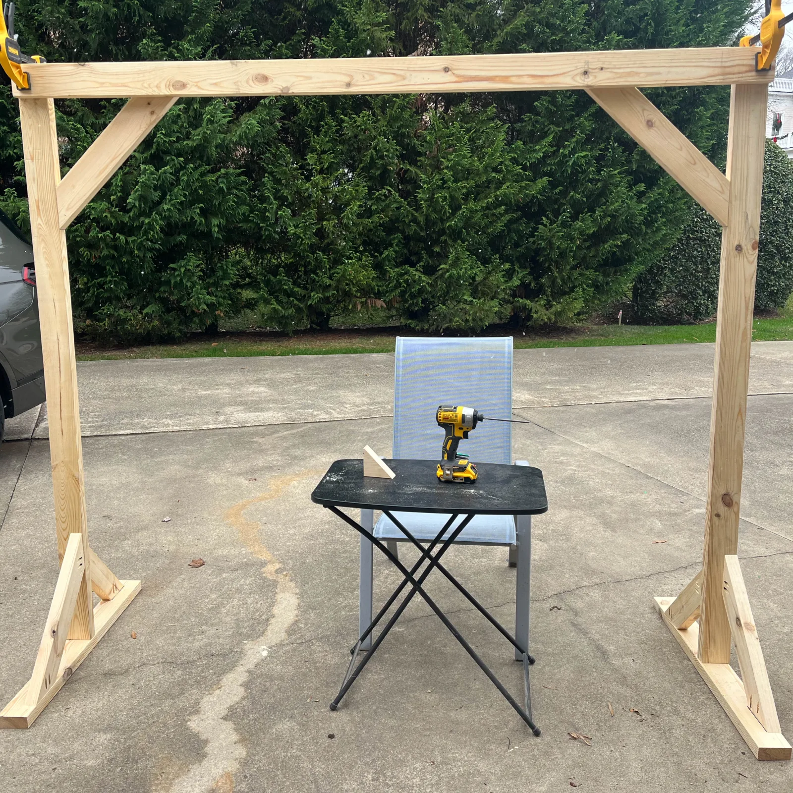 The complete mock-up in the driveway