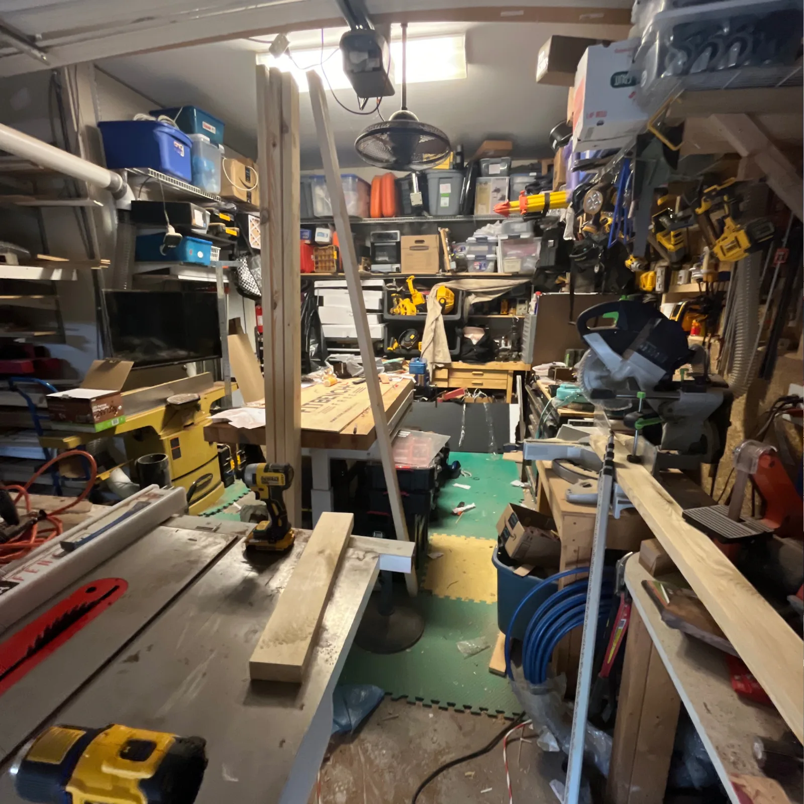 Cutting the lumber in the workshop